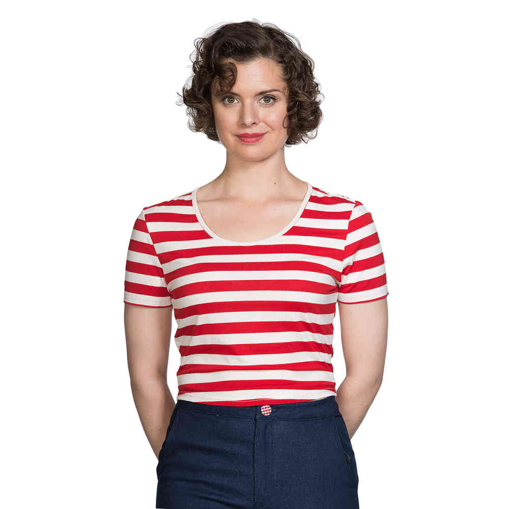 Dancing Days - LAND AHOY Damen T-Shirt - Rot/Weiß